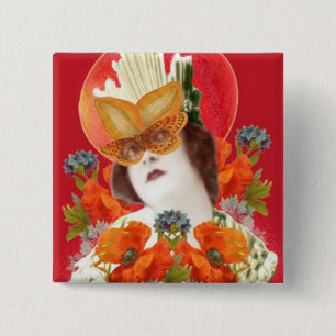 flowerLadyMangoHead II 15 Cm Square Badge