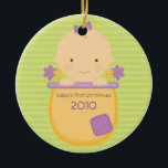 Flowerpot Baby's First Christmas Ornament<br><div class="desc">This super cute keepsake ornament is totally customisable by you. Change the template text or order as shown. If you need help or have something else in mind,  just click on the contact link to send the designer a personal detailed message.</div>