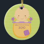 Flowerpot Baby's First Christmas Ornament<br><div class="desc">This super cute keepsake ornament is totally customisable by you. Change the template text or order as shown. If you need help or have something else in mind, just click on the contact link to send the designer a personal detailed message.</div>
