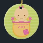 Flowerpot Baby's First Christmas Ornament<br><div class="desc">This super cute keepsake ornament is totally customisable by you. Change the template text or order as shown. If you need help or have something else in mind, just click on the contact link to send the designer a personal detailed message.</div>