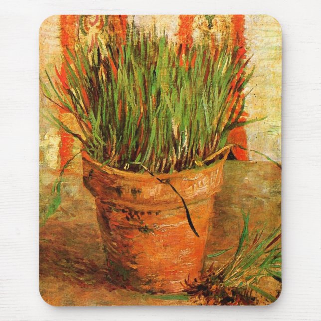 Flowerpot with Chives (F337) Van Gogh Fine Art Mouse Pad (Front)