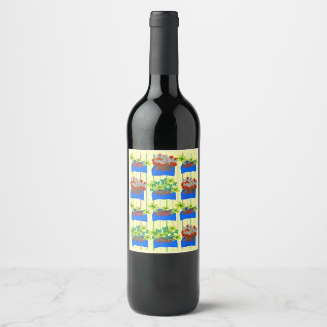 Flowerpots with flowers  wine label (Front)