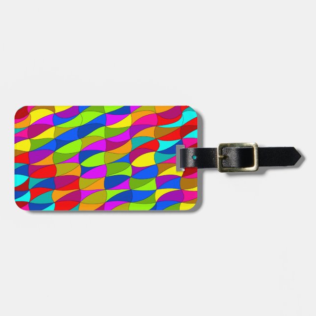 Flowerpower confused geometric pattern luggage tag (Front Horizontal)