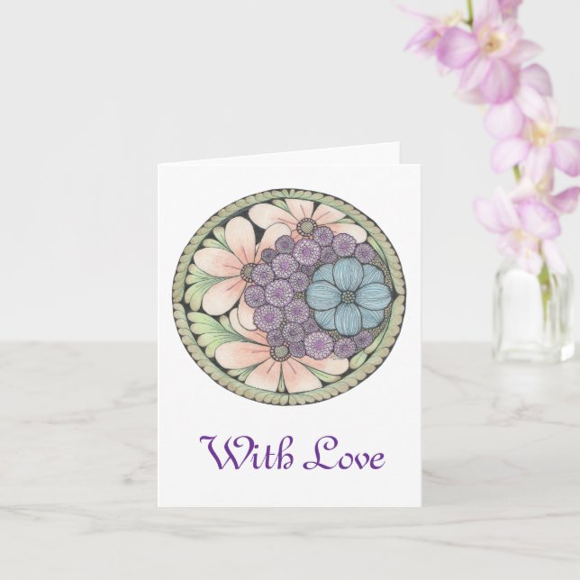 Flowers4 doodle art card (Orchid)