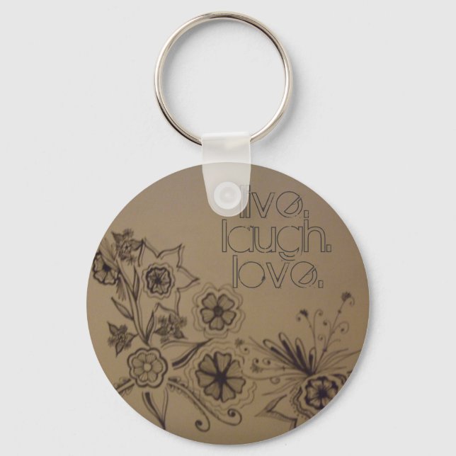 flowers 007, live., laugh., love. - Customised Key Ring (Front)