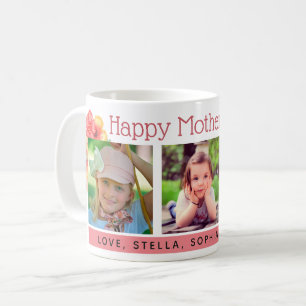 Flowers 3 Photos Coral Mother's Day Coffee Mug