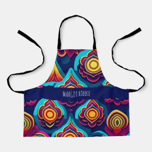 Flowers 3D and Hills Rainbow Pattern Apron