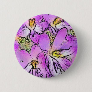 FLOWERS 6 CM ROUND BADGE