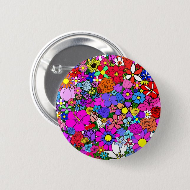 Flowers 6 Cm Round Badge (Front & Back)