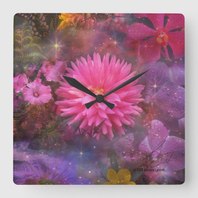 Flowers - A Visual Bouquet for Mum Square Wall Clock (Front)