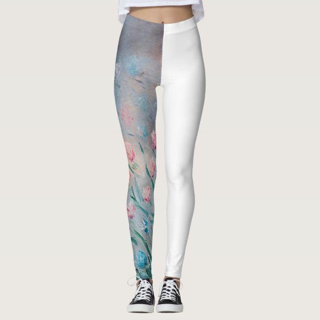 Flowers Abstract Delicate Elegance Leggings (Front)