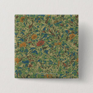 Flowers against leaf camouflage pattern 15 cm square badge
