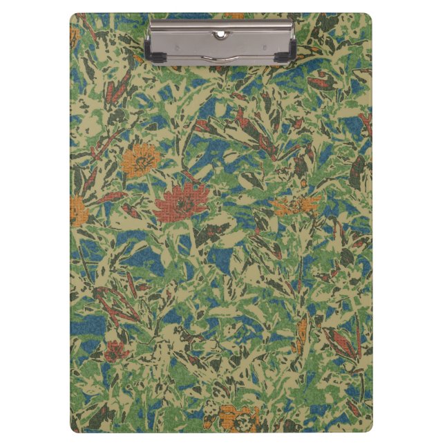 Flowers against leaf camouflage pattern clipboard (Front)