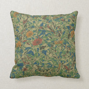 Flowers against leaf camouflage pattern cushion
