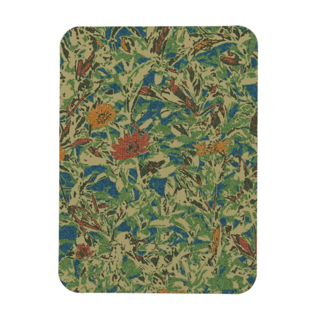 Flowers against leaf camouflage pattern magnet (Vertical)
