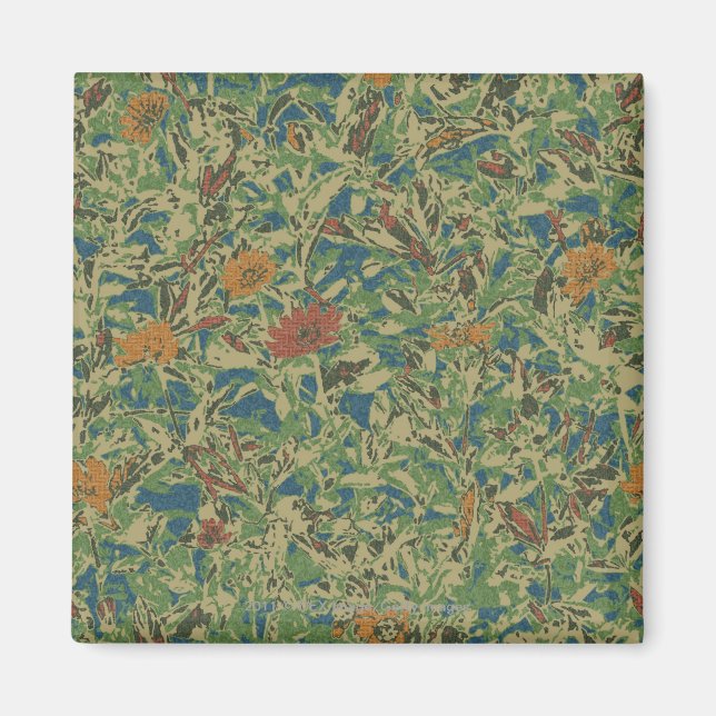 Flowers against leaf camouflage pattern magnet (Front)