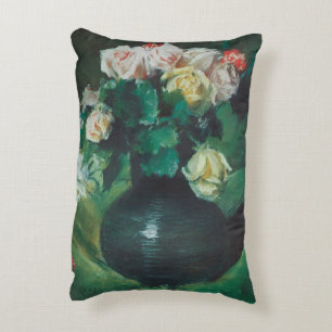 Flowers (aka Roses) by William Merritt Chase Decorative Cushion