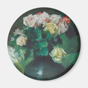 Flowers (aka Roses) by William Merritt Chase Magnet