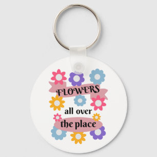 Flowers all over the place key ring