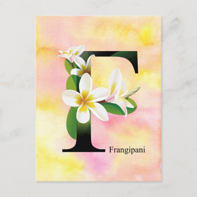 Flowers Alphabet with Watercolor Background Postcard (Front)