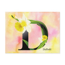 Flowers Alphabet with Watercolor Background