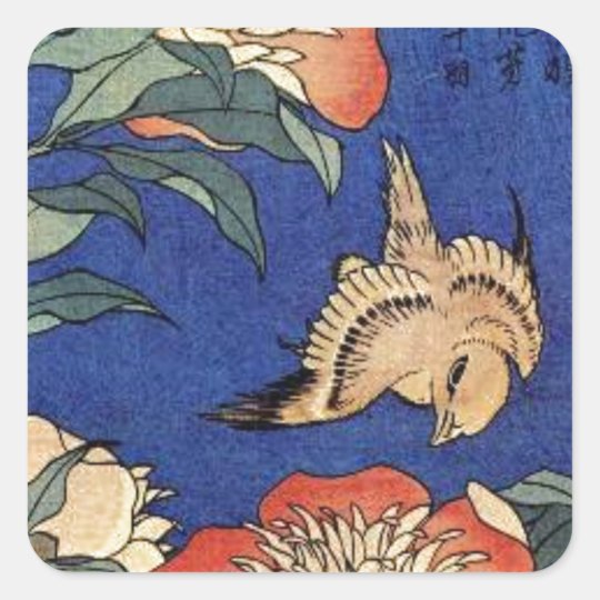 Flowers and a Bird Square Sticker