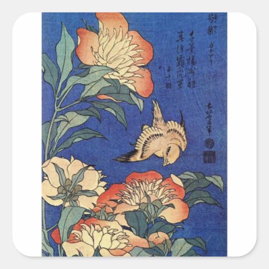Flowers and a Bird Square Sticker