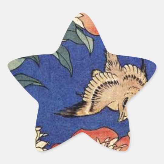 Flowers and a Bird Star Sticker