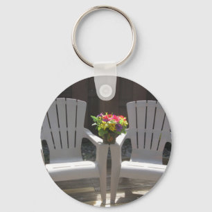 Flowers and Adirondack Chairs Key Ring