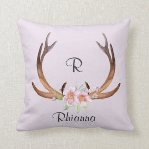 Flowers and Antlers Cushion
