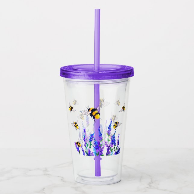 Flowers and Bees Acrylic Tumbler (Front)
