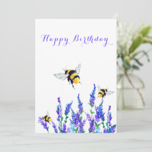 Flowers and Bees Birthday Card