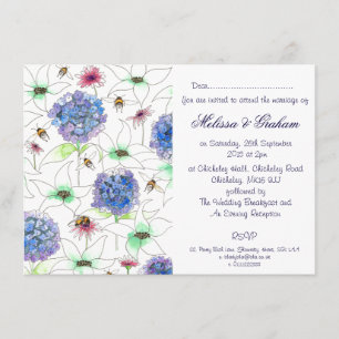 Flowers and Bees Floral Garden Wedding Invitation