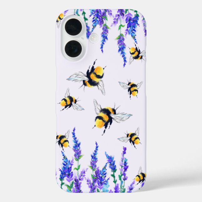 Flowers and Bees Flying iPhone Case (Back)