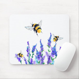 Flowers and Bees Flying Mouse Pad