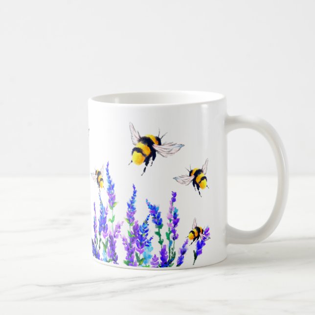 Flowers and Bees Flying Mug Spring (Right)