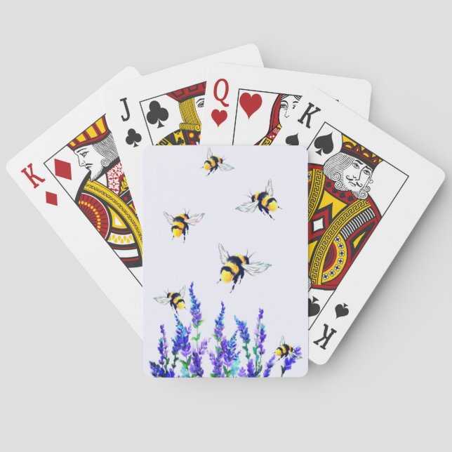 Flowers and Bees Flying Playing Cards Spring (Back)