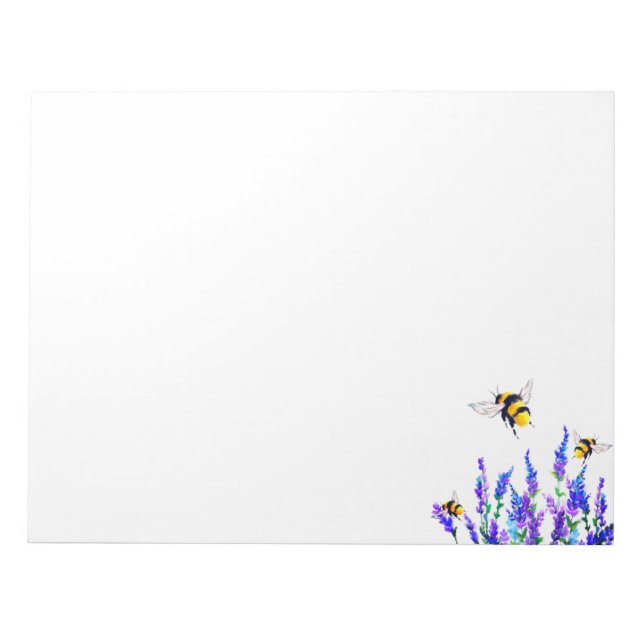 Flowers and Bees Flying Spring Notepad (Front)