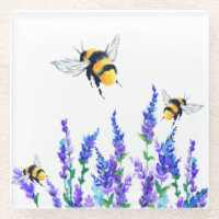 Flowers and Bees Glass Coaster - Spring