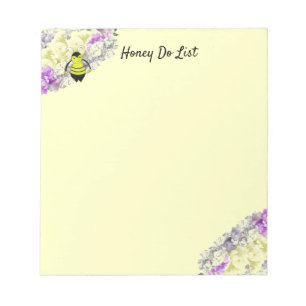 Flowers and Bees Honey Do List Notepad