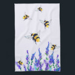 Flowers and Bees Kitchen Towel Spring Joy<br><div class="desc">Beautiful Spring Flowers and Bees Flying - Drawing Nature Sweet Honey Bee - Choose / Add Your Favourite Text / Colour - Make Your Unique Gift - Resize and move or remove and add elements with customisation tool ! - Drawing and Design by MIGNED. You can also transfer my designs...</div>