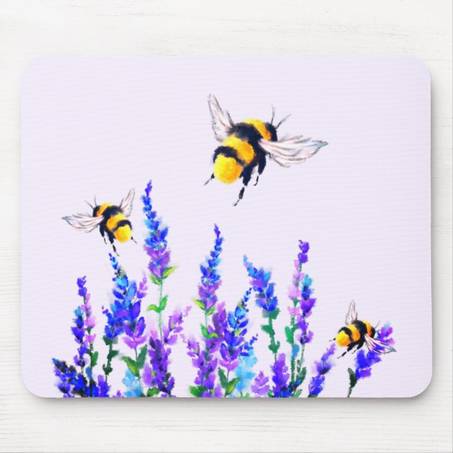 Flowers and Bees Mouse Pad (Front)