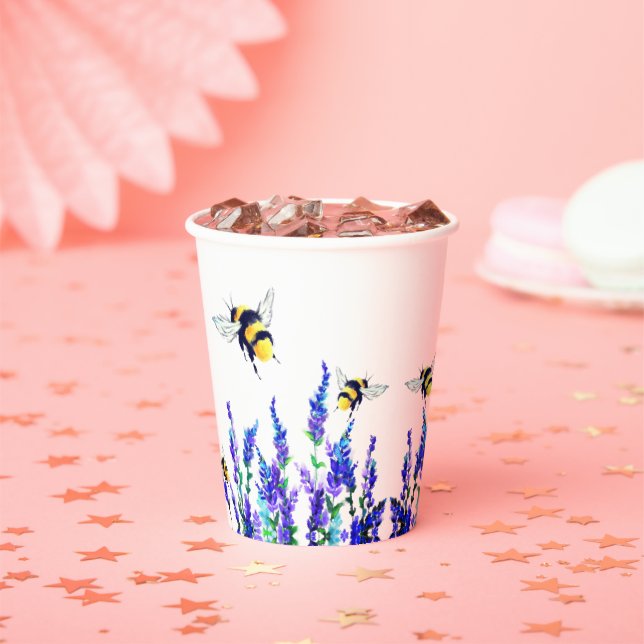 Flowers and Bees Paper Cups (Insitu)
