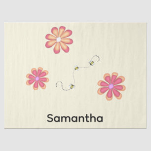 Flowers and Bees Personalized Tissue Paper