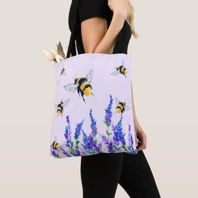Flowers and Bees Tote Bag Spring (Close Up)