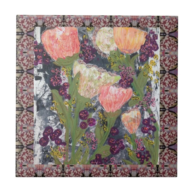 Flowers and Berries Ceramic Tile (Front)