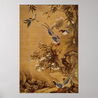 Flowers and Bird by Hsiao Yung Poster