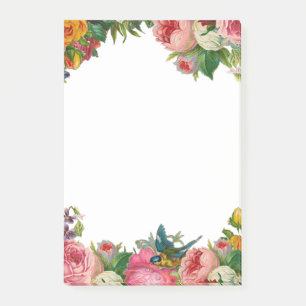 Flowers and Bird Post-it Notes