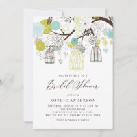 Flowers and Birdcages Bridal Shower Invitation