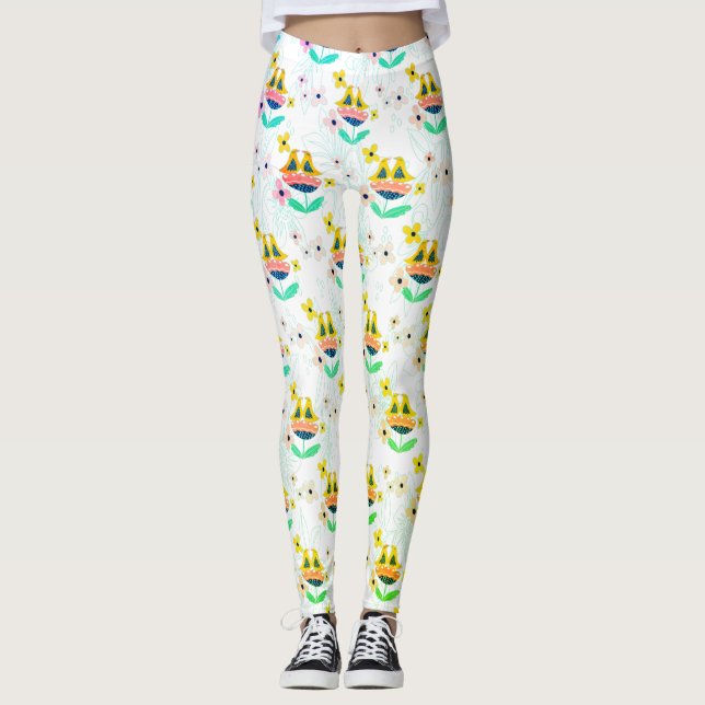 flowers and birds pattern  leggings (Front)